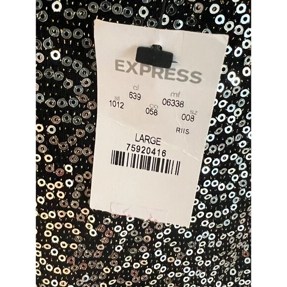 Express Gold Sequin Black Tank Top Bling Cami Sparkle Party Date Night Out NEW L - Picture 6 of 9